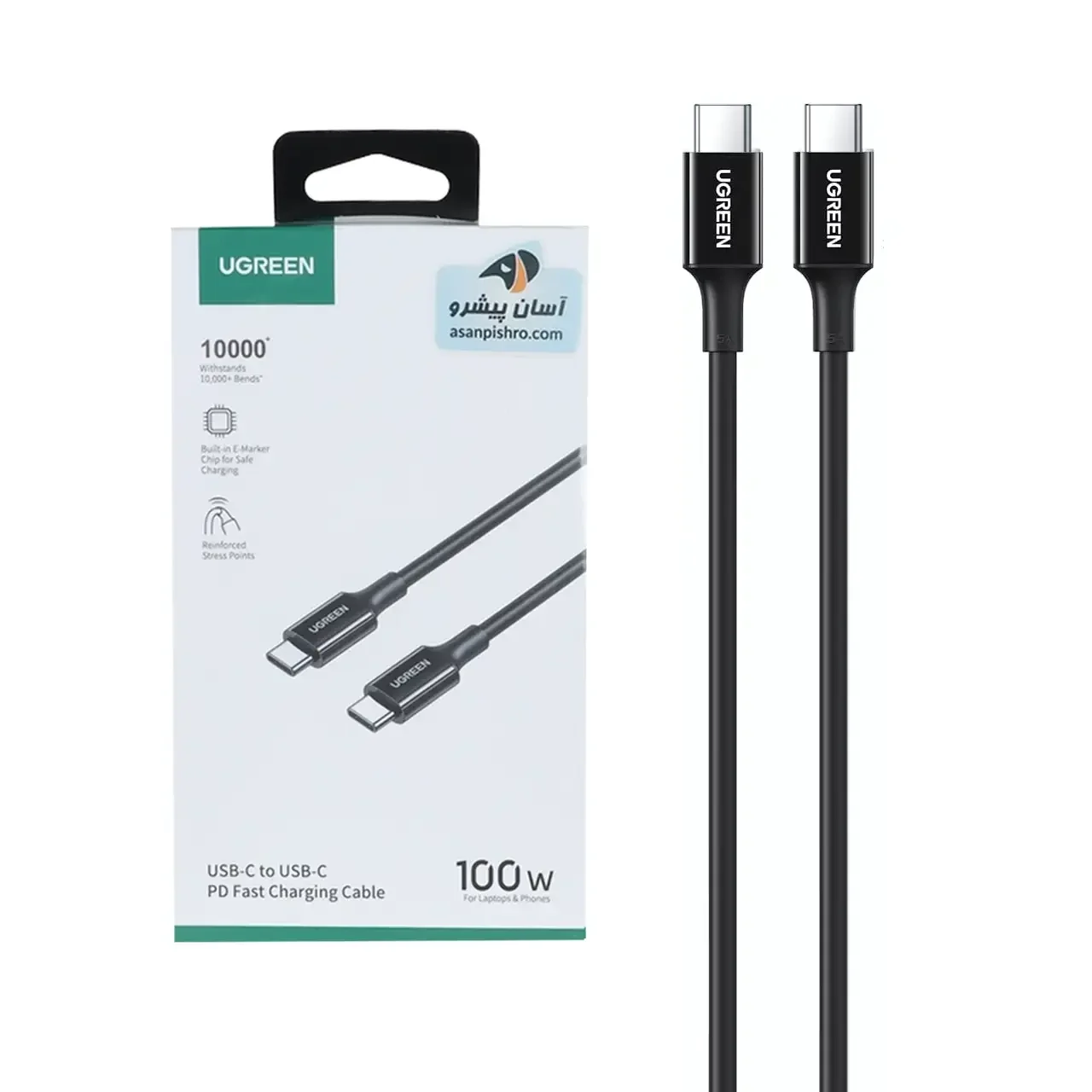 1587-4574788-1 کابل شارژ PD و فست UGREEN Type-C To Type-C مدل 100W 80371 - مشکی (گارانتی 18 ماهه آسان پیشرو)(80371) - تصویر 1