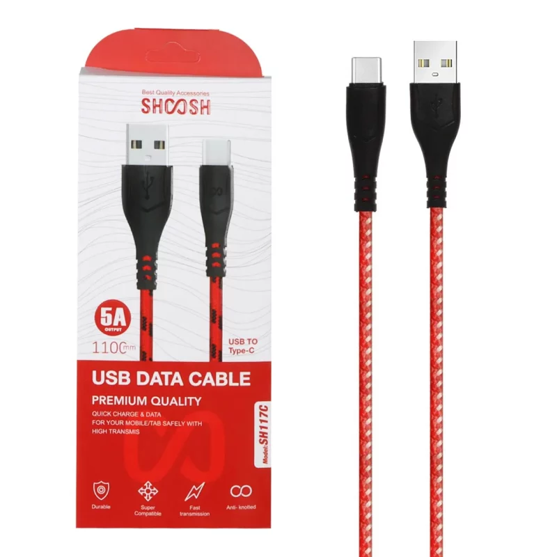 کابل شارژ کنفی 1.1 متری فست Shoosh Type-C مدل SH117C - سفید قرمز - SMO - تصویر 2