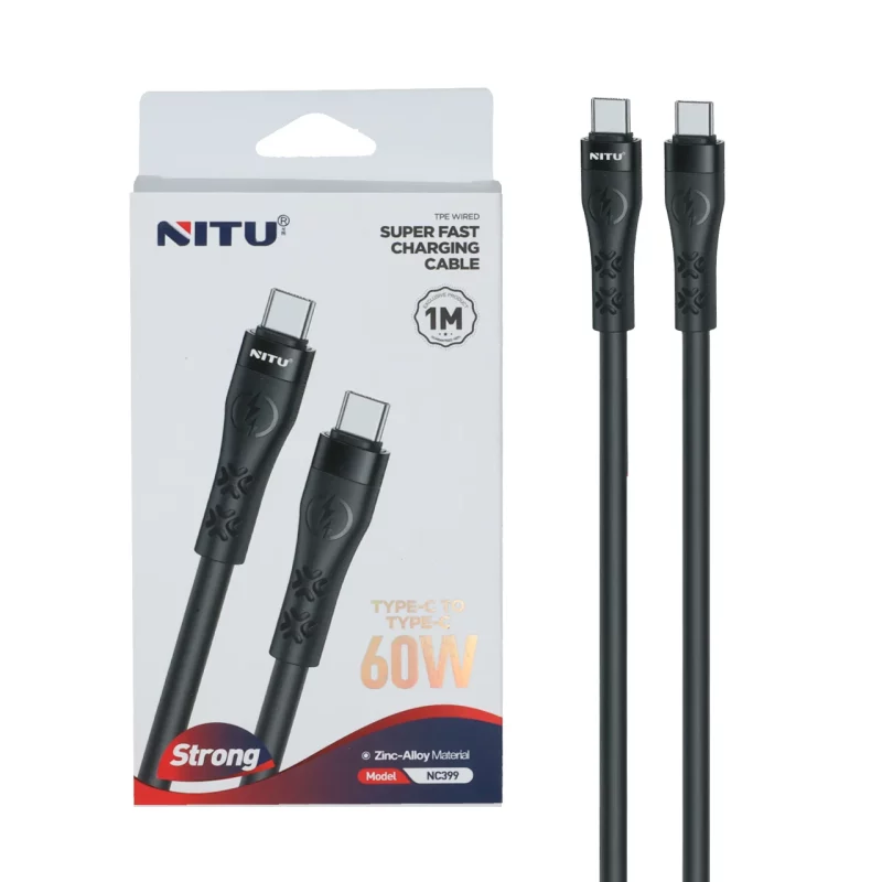 کابل شارژ فست Nitu Type-C To Type-C مدل NC399 60W - مشکی (گارانتی 18 ماهه تعویض نیکان همراه) - تصویر 2
