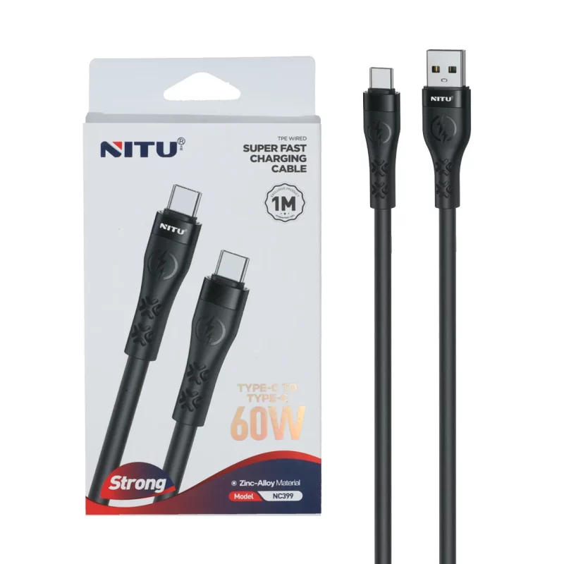 کابل شارژ فست Nitu Type-C مدل NC398 - مشکی (گارانتی 18 ماهه تعویض نیکان همراه) - تصویر 2