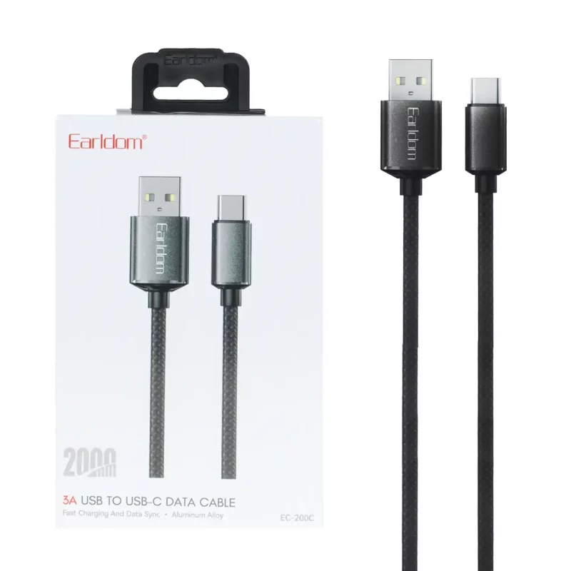 کابل شارژ 2 متری فست Earldom Type-C مدل EC-200C - مشکی - تصویر 2
