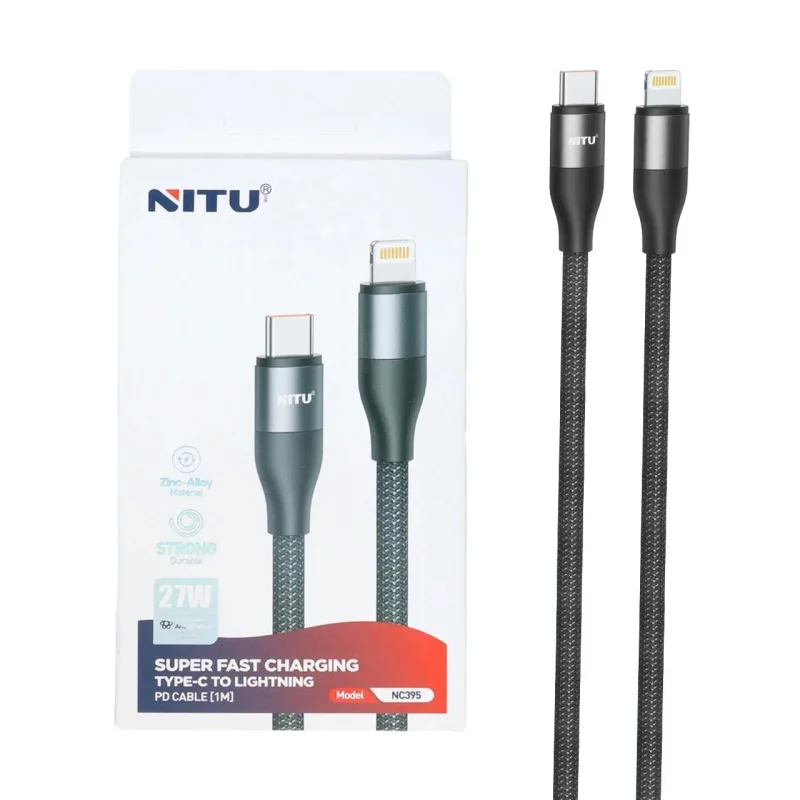 کابل شارژ فست Nitu Type-C To Lightning مدل NC395 27W - مشکی (گارانتی 18 ماهه تعویض نیکان همراه) - تصویر 2