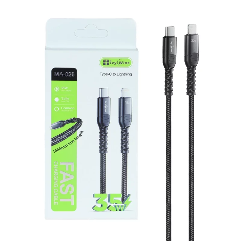 کابل شارژ فست ivy Wins Type-C To Lightning مدل MA-026 35W - مشکی (گارانتی 18 ماهه تعویض نیکان همراه) - تصویر 2