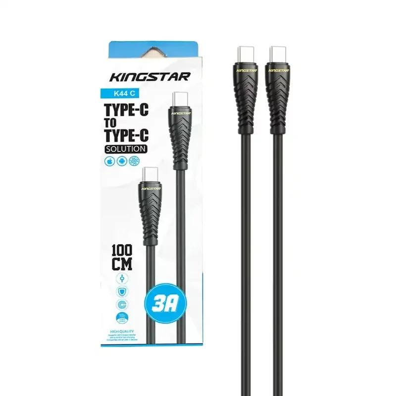 کابل شارژ فست KingStar Type-C to Type-C مدل K44 C - مشکی (گارانتی متین) - تصویر 2