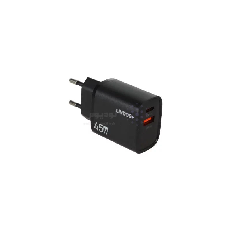 شارژر دیواری فست و PD دو پورت +Lindos مدل LN-CH50 40W به همراه کابل شارژ Type-C To Lightning - مشکی - تصویر 4