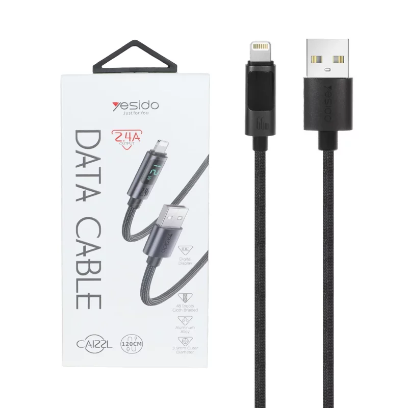 کابل شارژ 1.2 متری فست آیفون Yesido مدل CA122L 12W - مشکی (گارانتی 18 ماه تعویض نیکان همراه) - تصویر 2