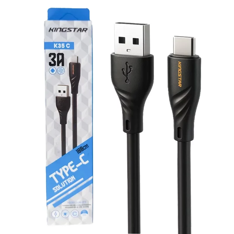 کابل شارژ KingStar Type-C مدل K35 C - مشکی (گارانتی متین) - تصویر 2