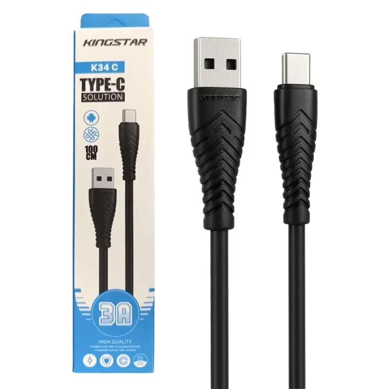 کابل شارژ KingStar Type-C مدل K34 C - مشکی (گارانتی متین) - تصویر 2
