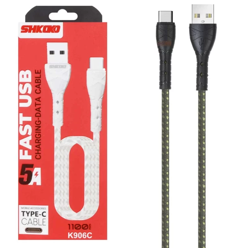کابل شارژ 1.1 متری فست Shkoko Type-C مدل K906C - سبز زیتونی - SMO - تصویر 2