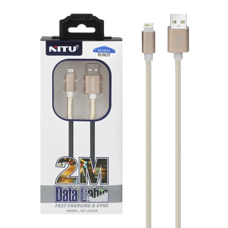 کابل شارژ 2 متری آیفون NITU مدل UC039 - طلایی (گارانتی 18 ماه تعویض نیکان همراه) - تصویر 2