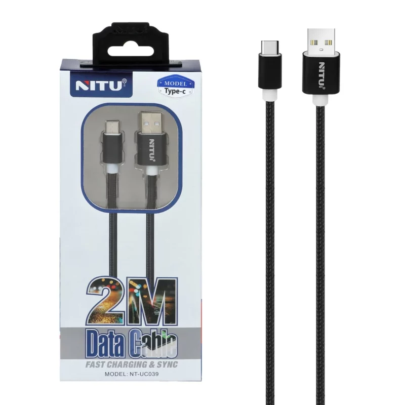 کابل شارژ 2 متری NITU Type-C مدل UC039 - مشکی (گارانتی 18 ماه تعویض نیکان همراه) - تصویر 2