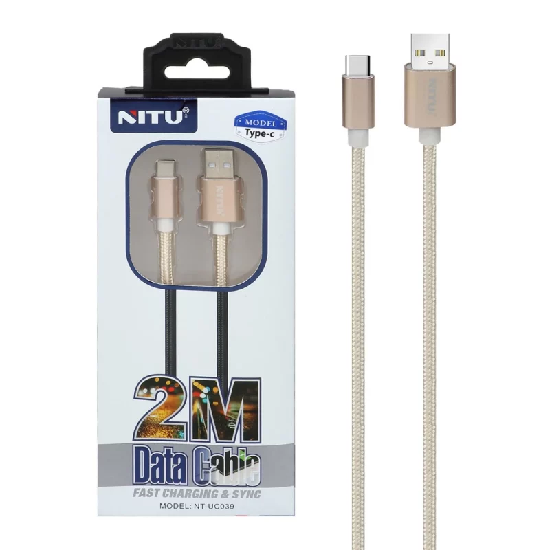 کابل شارژ 2 متری NITU Type-C مدل UC039 - طلایی (گارانتی 18 ماه تعویض نیکان همراه) - تصویر 2