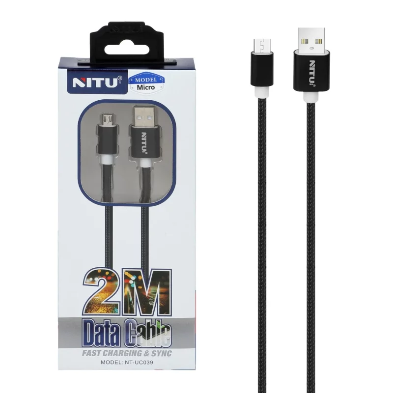 کابل شارژ 2 متری اندروید NITU مدل UC039 - مشکی (گارانتی 18 ماه تعویض نیکان همراه) - تصویر 2