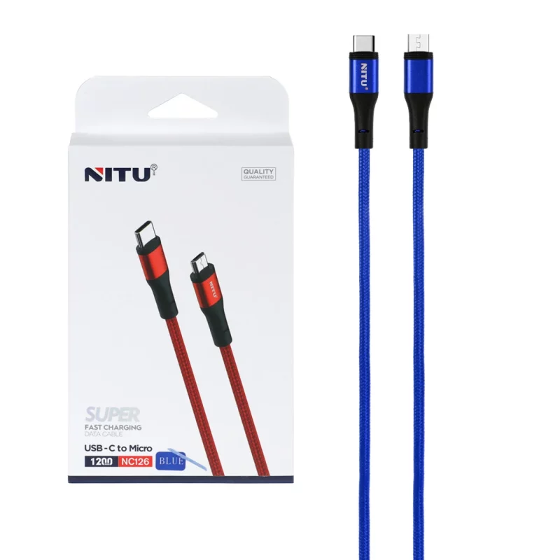 کابل شارژ فست NITU Type-C to Micro USB مدل NC126 - آبی (گارانتی 18 ماه تعویض نیکان همراه) - تصویر 2