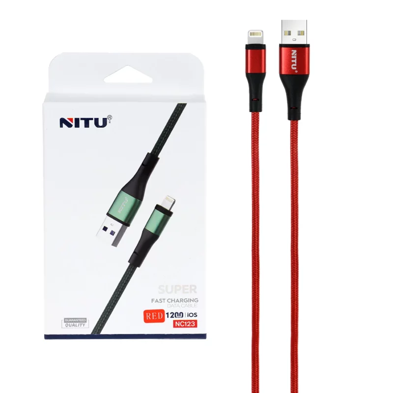 کابل شارژ فست آیفون NITU مدل NC123 - قرمز (گارانتی 18 ماه تعویض نیکان همراه) - تصویر 2