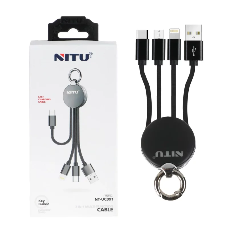 کابل شارژ فست سه کاره NITU مدل NT-UC091 - خاکستری (گارانتی 18 ماه تعویض نیکان همراه) - تصویر 2