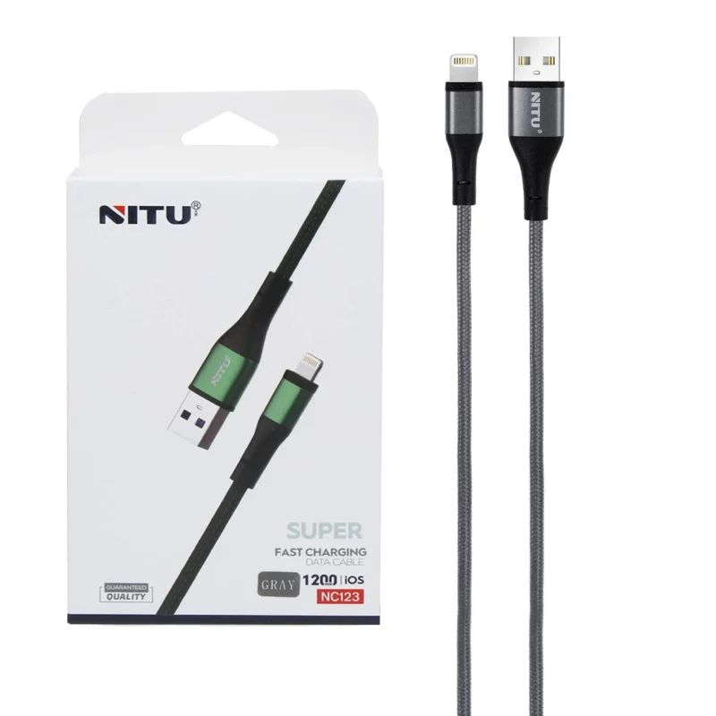 کابل شارژ فست آیفون NITU مدل NC123 - خاکستری (گارانتی 18 ماه تعویض نیکان همراه) - تصویر 2