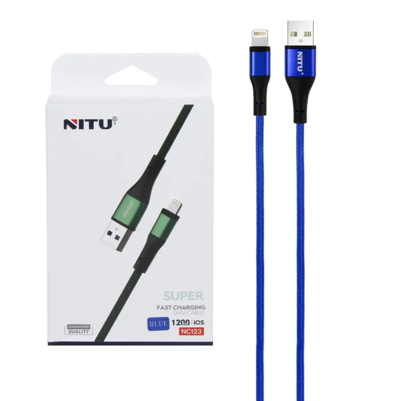 کابل شارژ فست آیفون NITU مدل NC123 - آبی (گارانتی 18 ماه تعویض نیکان همراه) - تصویر 2