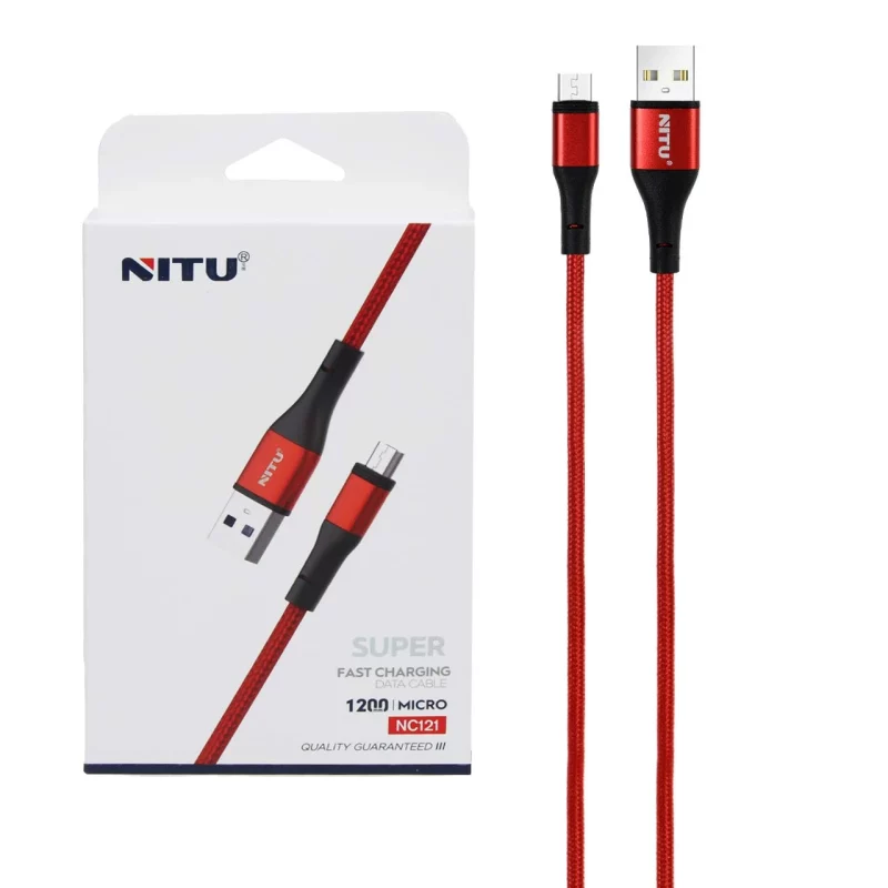 کابل شارژ و دیتا فست 1.2متری کنفی اندروید NITU مدل NC121 - قرمز (گارانتی 18 ماه تعویض نیکان همراه) - تصویر 2