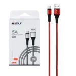 کابل شارژ فست 2 متری NITU Type-C مدل NC202 - قرمز (گارانتی 18 ماه تعویض نیکان همراه)