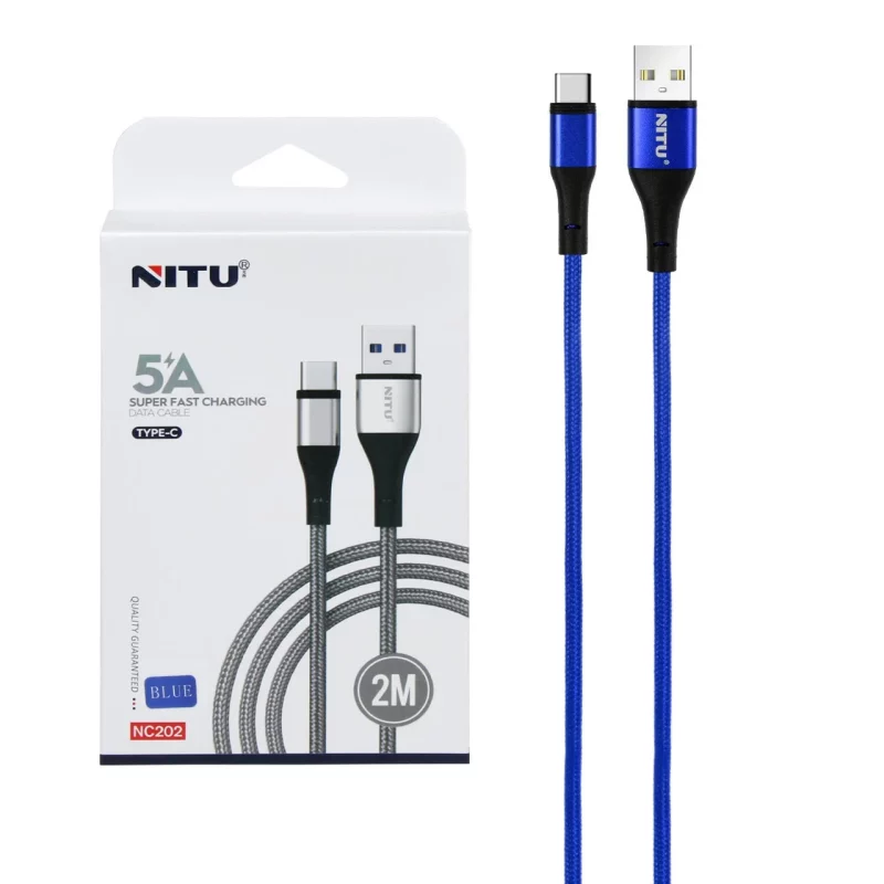 کابل شارژ فست 2 متری NITU Type-C مدل NC202 - آبی (گارانتی 18 ماه تعویض نیکان همراه) - تصویر 2