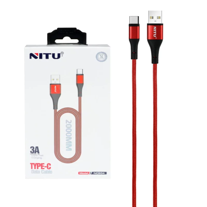 کابل شارژ فست 2 متری NITU Type-C مدل NC204 - قرمز (گارانتی 18 ماه تعویض نیکان همراه) - تصویر 2