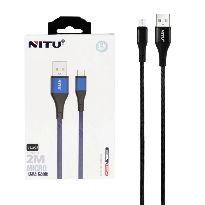 کابل شارژ فست 2 متری اندروید NITU مدل NC203 - مشکی (گارانتی 18 ماه تعویض نیکان همراه) - تصویر 2