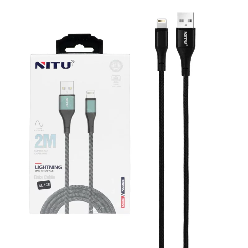 کابل شارژ فست 2 متری آیفون NITU مدل NC205 - مشکی (گارانتی 18 ماه تعویض نیکان همراه) - تصویر 2