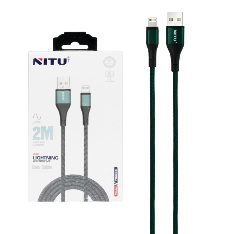 کابل شارژ فست 2 متری آیفون NITU مدل NC205 - سبز (گارانتی 18 ماه تعویض نیکان همراه) - تصویر 2