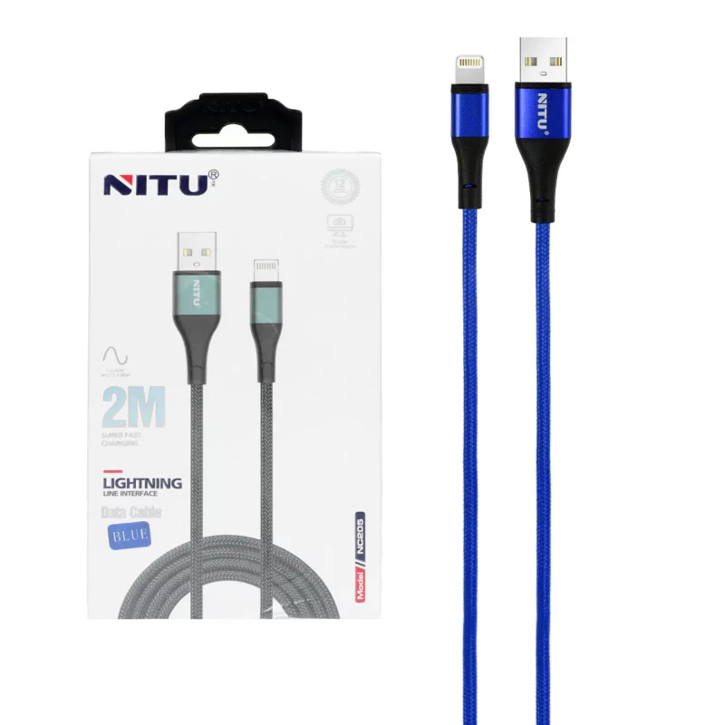 کابل شارژ فست 2 متری آیفون NITU مدل NC205 - آبی (گارانتی 18 ماه تعویض نیکان همراه) - تصویر 2