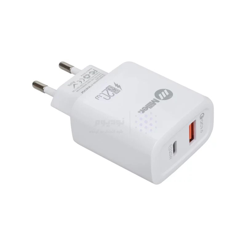 شارژر دیواری سوپر فست و PD دو پورت Miller مدل M-72 38W به همراه کابل شارژ Type-C - سفید (گارانتی پارتیان پایا) - تصویر 5