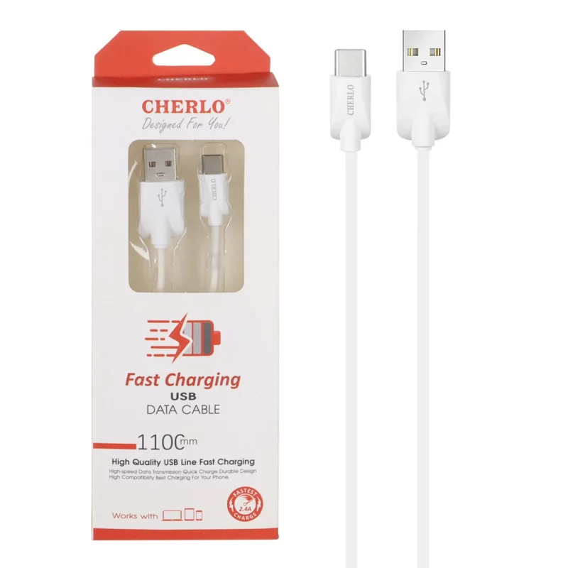 کابل شارژ فست CHERLO Type-C مدل CH-TC02 - سفید - SMO - تصویر 2