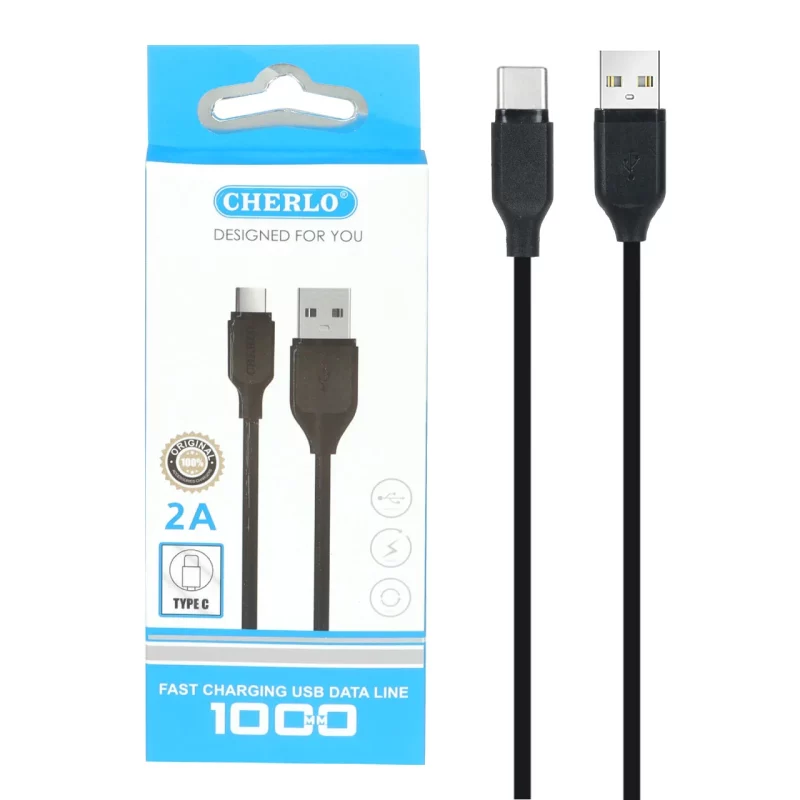 کابل شارژ CHERLO Type-C مدل CH-TC01 - مشکی - SMO - تصویر 2