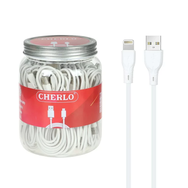 کابل شارژ 1.1 متری فست آیفون CHERLO - سفید (بسته 40 عددی) - SMO - تصویر 2