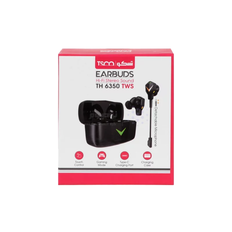 ایرفون بی سیم گیمینگ Tsco مدل TH 6350 TWS - مشکی(دارای میکروفن پرتابل سوکتی و کیف همراه) - تصویر 6