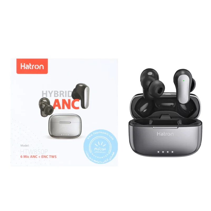 ایرفون بی سیم Hatron مدل HTW850P (6 میکروفون ANC+ENC) - مشکی - تصویر 2