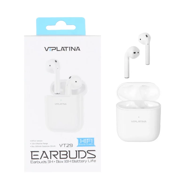 ایرفون بی سیم VIPLATINA مدل VT29 - سفید (گارانتی 18 ماه تعویض نیکان همراه) - تصویر 2