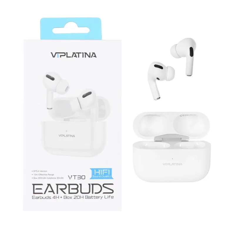 ایرفون بی سیم VIPLATINA مدل VT30 - سفید (گارانتی 18 ماه تعویض نیکان همراه) - تصویر 2