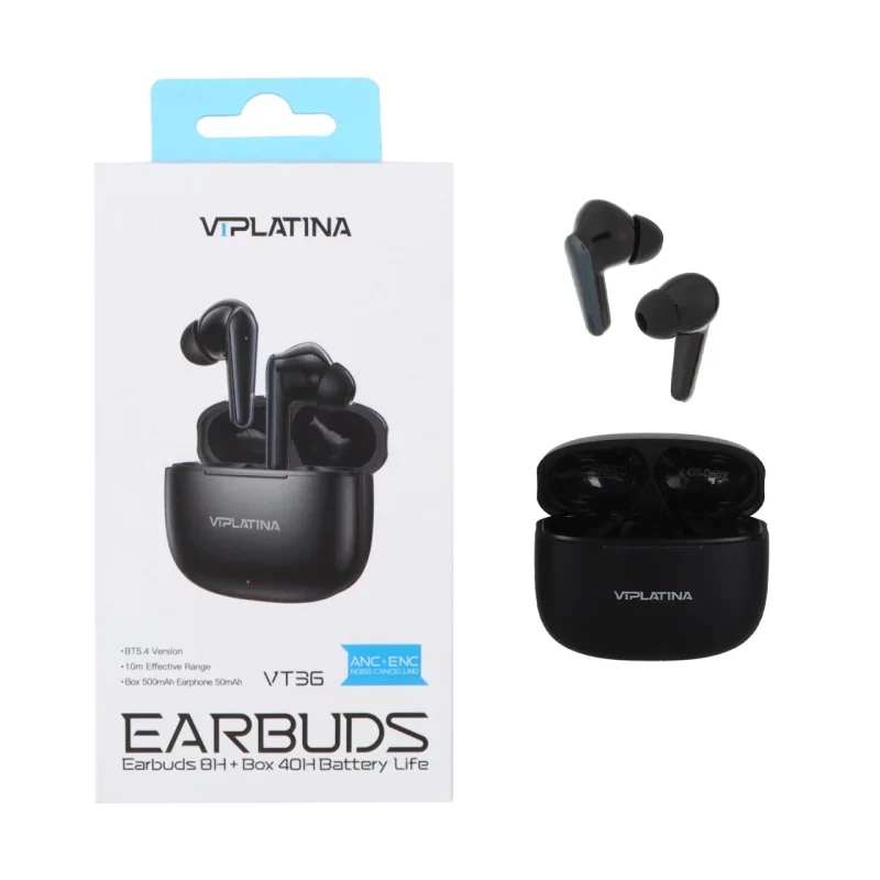ایرفون بی سیم VIPLATINA باقابلیت ENC/ANC مدل VT36 - مشکی (گارانتی 18 ماه تعویض نیکان همراه) - تصویر 2