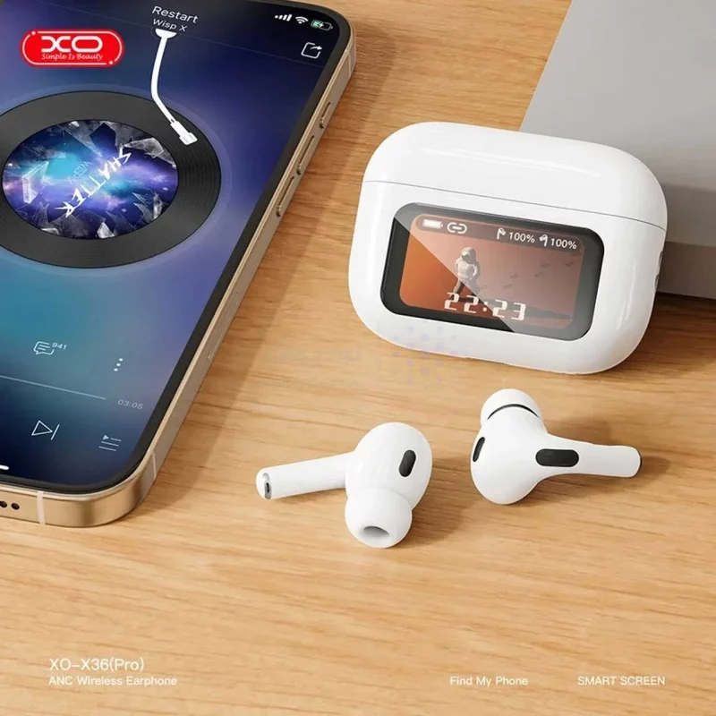 ایرفون بی سیم XO باقابلیت ANC و صفحه نمایشگر لمسی مدل X36 Pro - سفید - تصویر 4