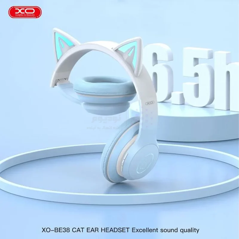 هدفون بی سیم XO مدل Cat EAR BE38 - آبی - تصویر 6