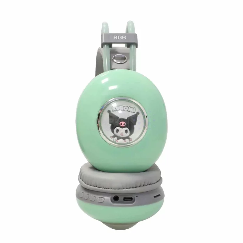 هدفون فانتزی بی سیم Kuromi مدل AH-980Y - طوسی سبز - تصویر 4