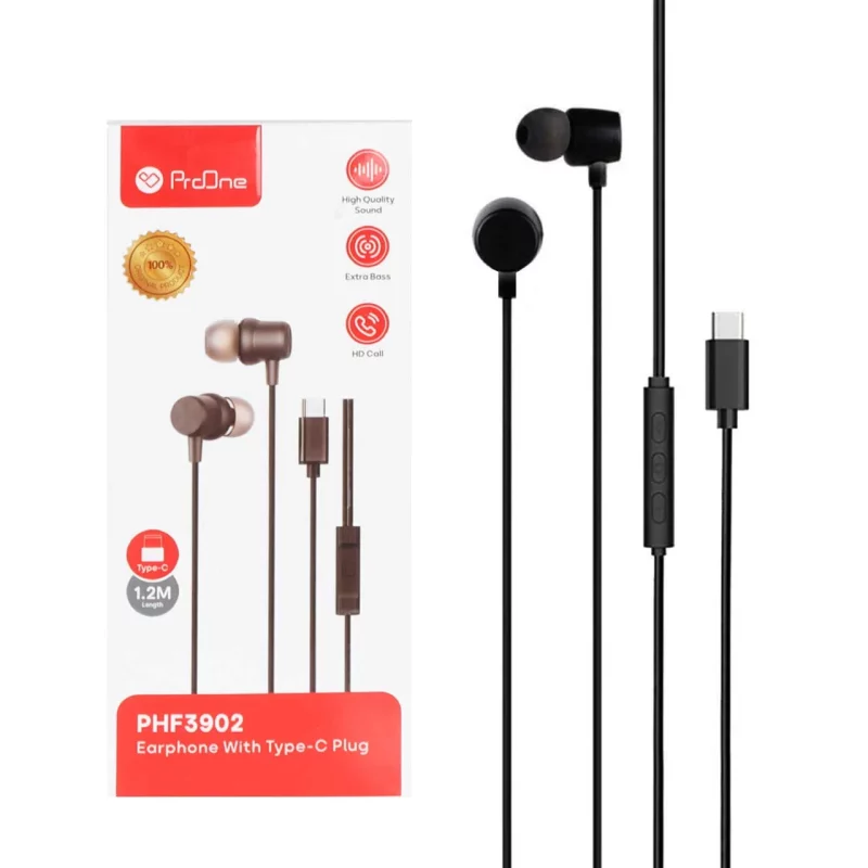 هندزفری باسیم پورت ProOne Type-C مدل PHF3902 - مشکی - تصویر 2