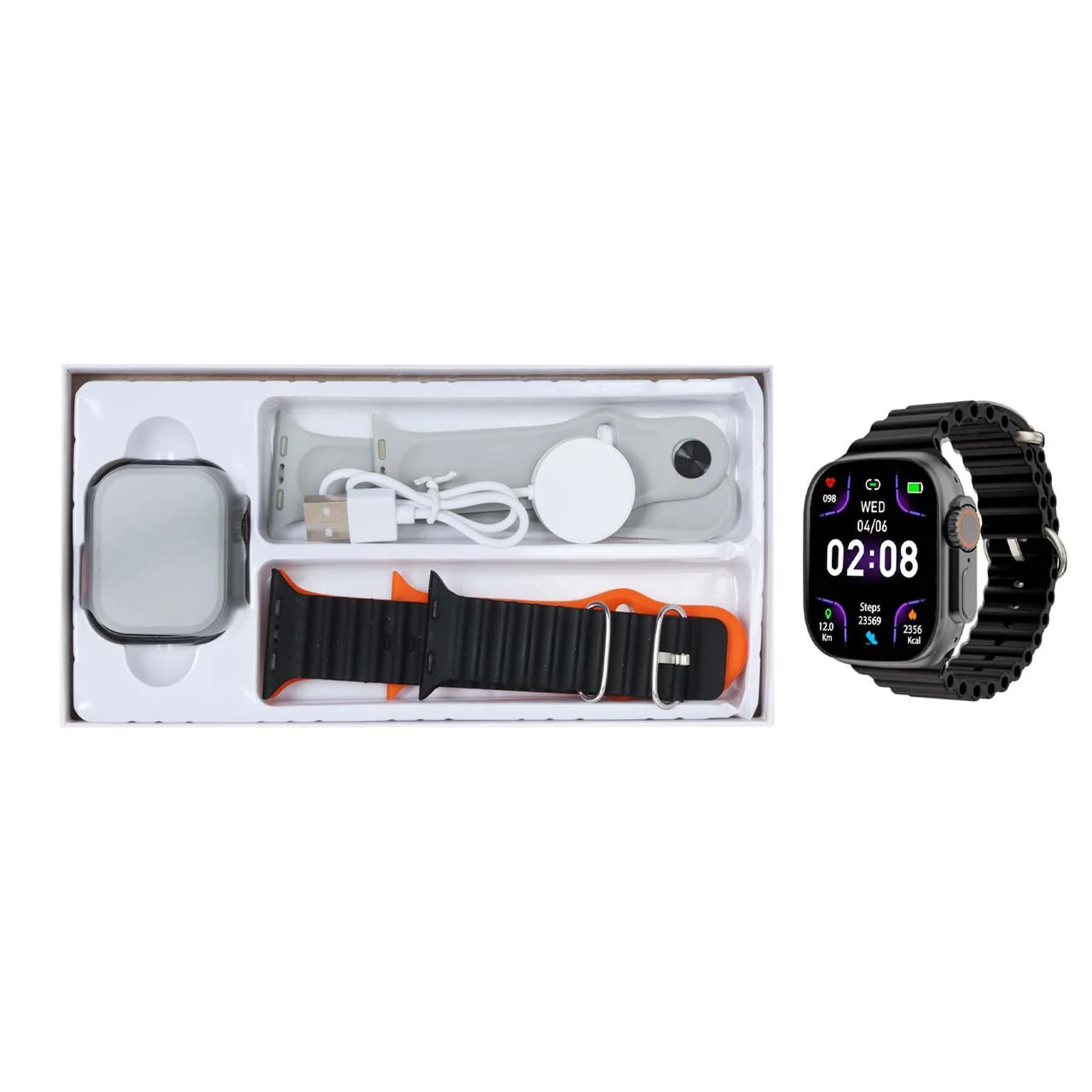 1593-1650582-1 پک ساعت هوشمند KEQIWEAR مدل KW23 ULTRA 3 - مشکی - تصویر 1