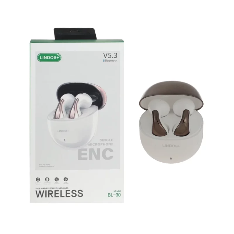 ایرفون بی سیم +Lindos مدل BL-30 ENC - سفید (گارانتی تعویض یکساله شرکتی) - تصویر 2