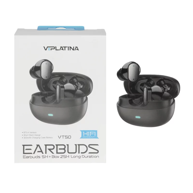 ایرفون بی سیم VIPLATINA مدل VT50 - مشکی (گارانتی 18 ماه تعویض نیکان همراه) - تصویر 2