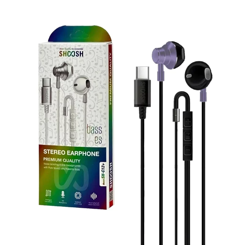 هندزفری با سیم با پورت Shoosh Type-C مدل +SH-C12 - یاسی - SMO - تصویر 2