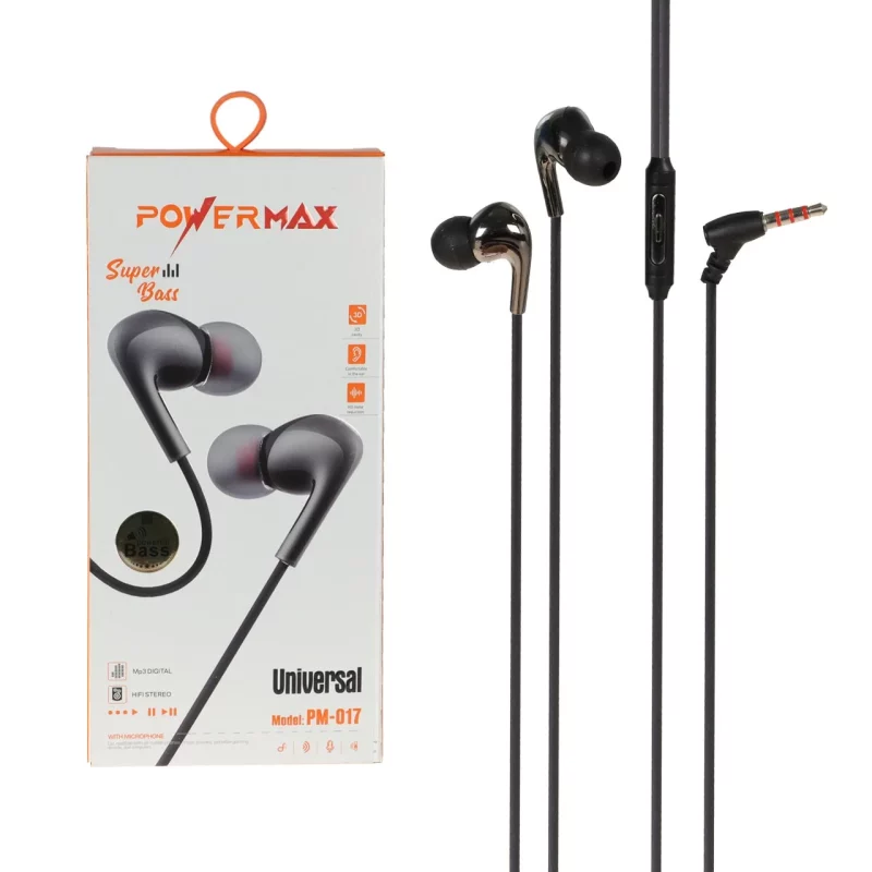 هندزفری باسیم Power Max مدل PM-017 - مشکی - تصویر 2