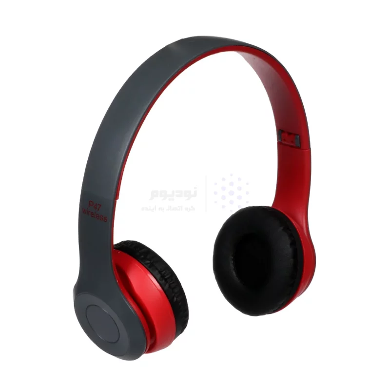 هدفون بی سیم مدل P47-طوسی قرمز - تصویر 3