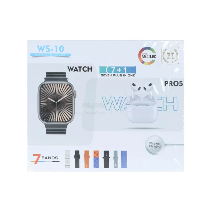 پک ساعت هوشمند و ایرفون بی سیم مدل WS-10 - مشکی - تصویر 6